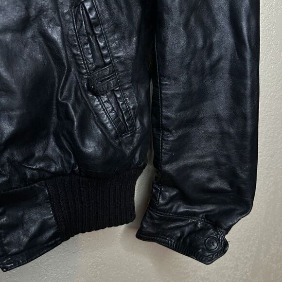 Vintage Mac Mor Wool Lined Genuine Leather Hooded Jacket Small - Picture 4 of 10